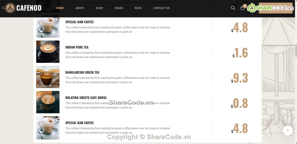 Template Web cafe,Website Template,web coffe,theme html,Template coffee